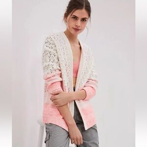 Anthropologie Faustia Dip Dye Ombré Pink/Ivory Cardigan